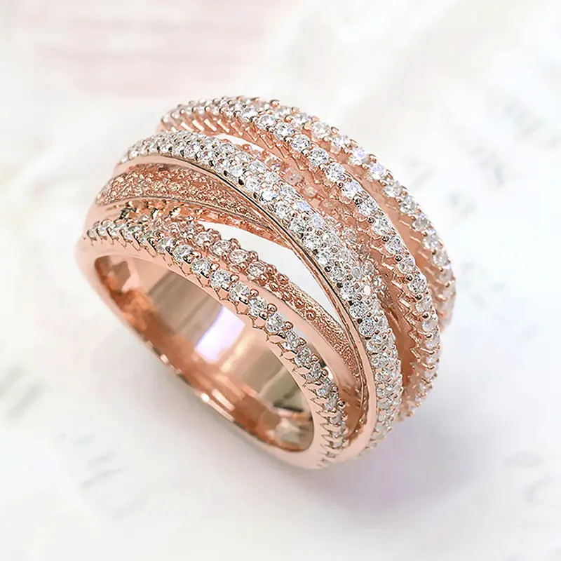 Huitan Luxury Trendy Cross Rings for Women Wedding Full Bling Iced Out Cubic Zircon Rings Statement Accessories Fashion Jewelry