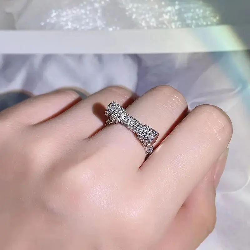 Huitan Modern Fashion Women Ring Full with Cubic Zirconia Bling Bling Girls Finger Accessories Wedding Party Luxury Jewelry New