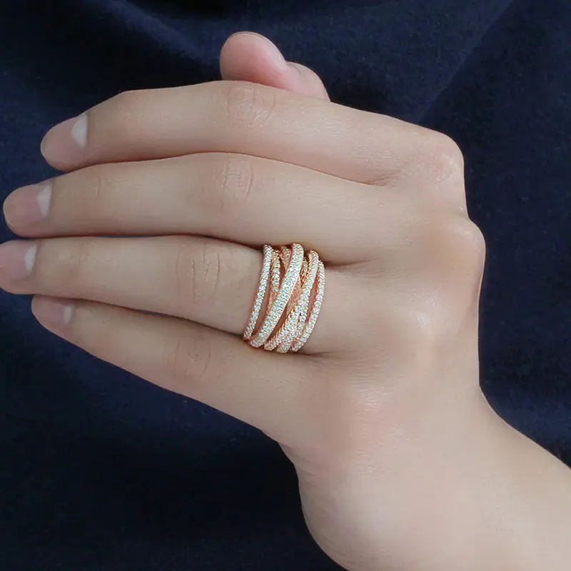 Huitan Luxury Trendy Cross Rings for Women Wedding Full Bling Iced Out Cubic Zircon Rings Statement Accessories Fashion Jewelry