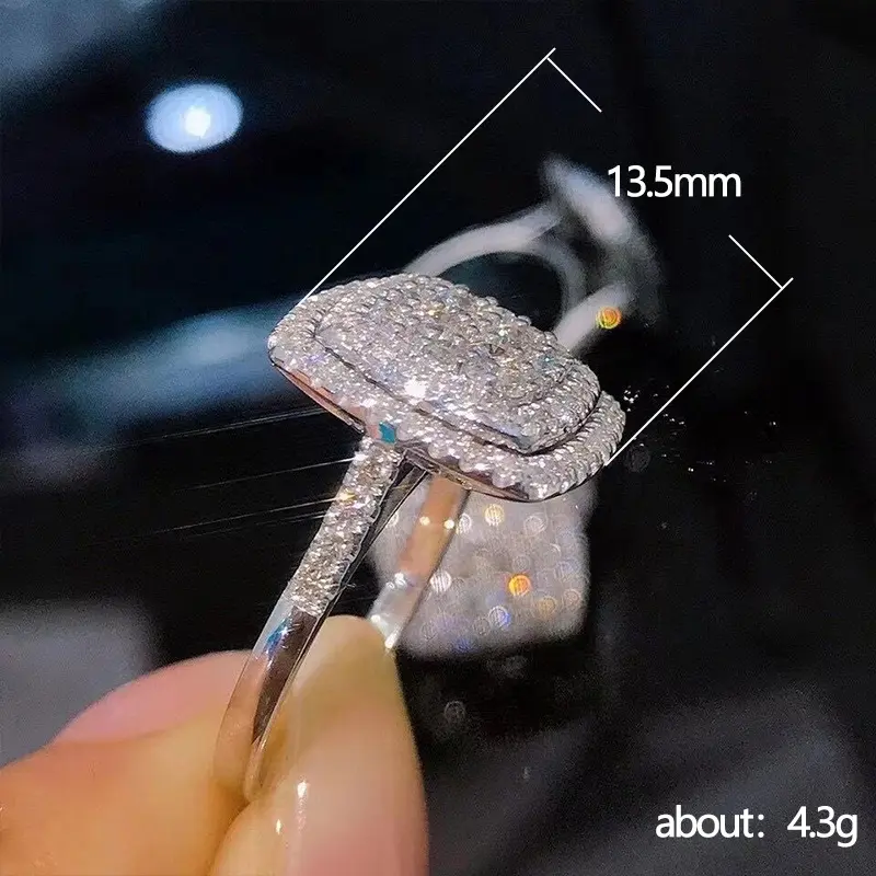 Huitan Luxury Women Wedding Rings Full Brilliant Crystal Cubic Zirconia Silver Color Female Rings for Party Statement Jewelry