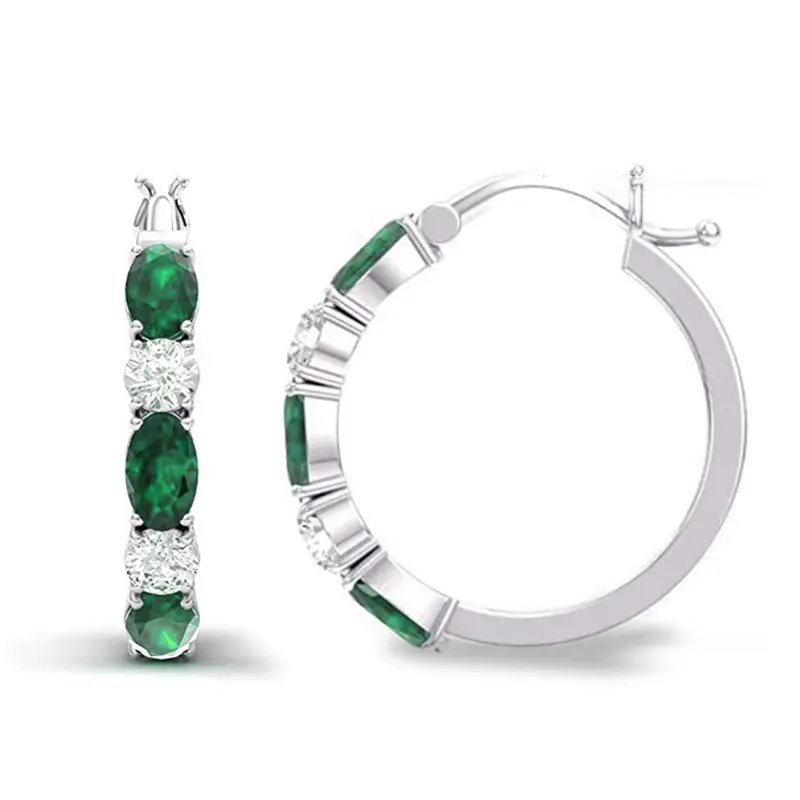 Huitan Bright Zirconia Hoop Earrings Fashion Lady Daily Party Jewelry for Women Silver Color Accessories for Wedding Ceremony