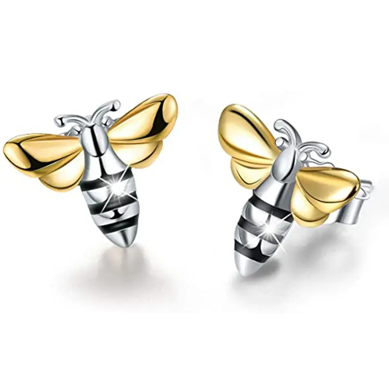 Huitan Exquisite Yellow Honey Bee Ear Stud Earrings Metal Two Tone Design Funny Women Earrings Gift New Trendy Jewelry Drop Ship