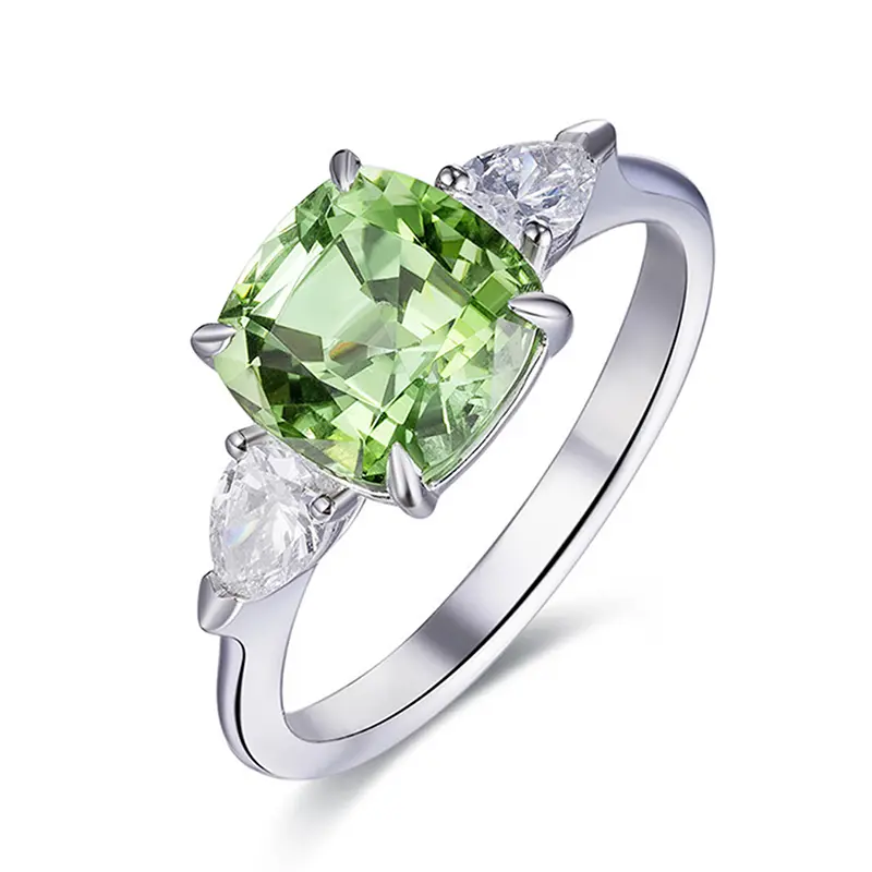 Huitan Light Green Cubic Zirconia Rings for Women Newly Designed Wedding Accessories Temperament Female Rings Fashion Jewelry