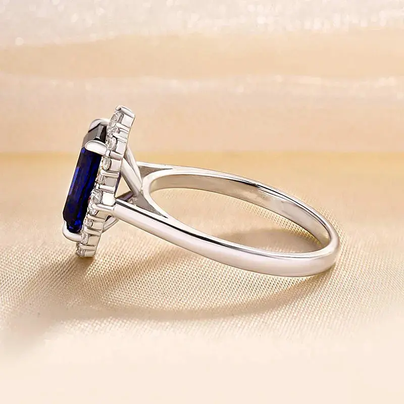 Huitan Trendy Women Wedding Rings Square Blue Cubic Zirconia Luxury Rings Anniversary Gift Eternity Female Accessories Jewelry