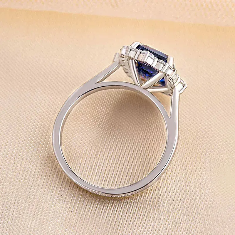 Huitan Trendy Women Wedding Rings Square Blue Cubic Zirconia Luxury Rings Anniversary Gift Eternity Female Accessories Jewelry