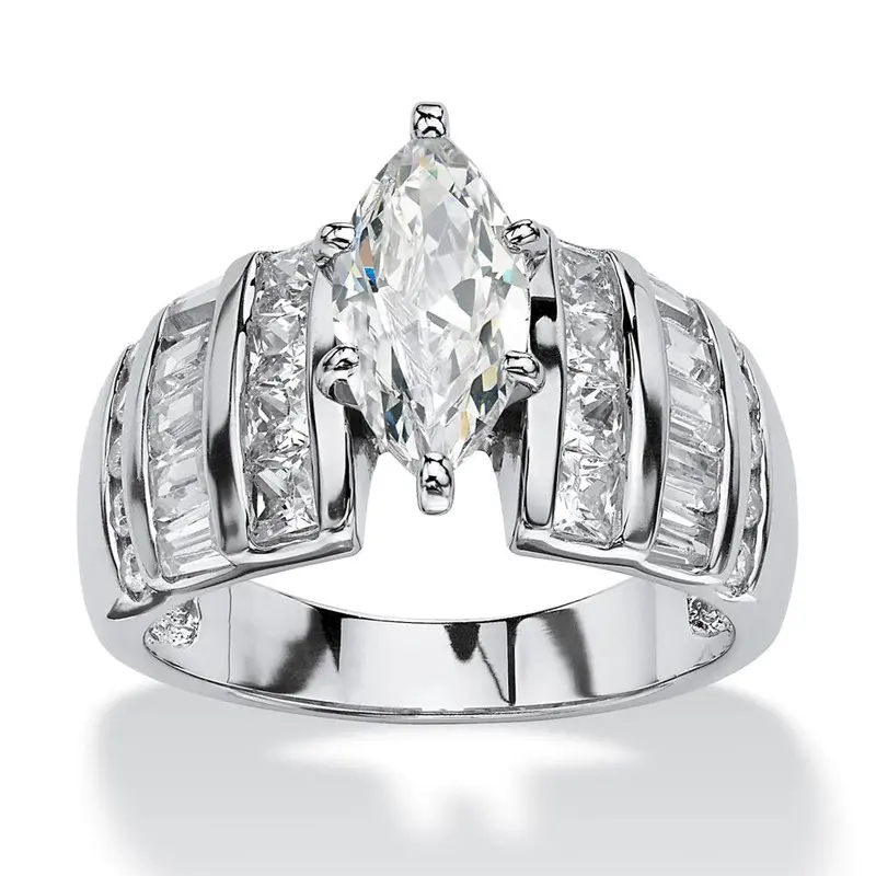 Huitan Newly-designed Engagement Rings with Brilliant CZ Crystal Rings for Women Gorgeous Bridal Marriage Party Trendy Jewelry