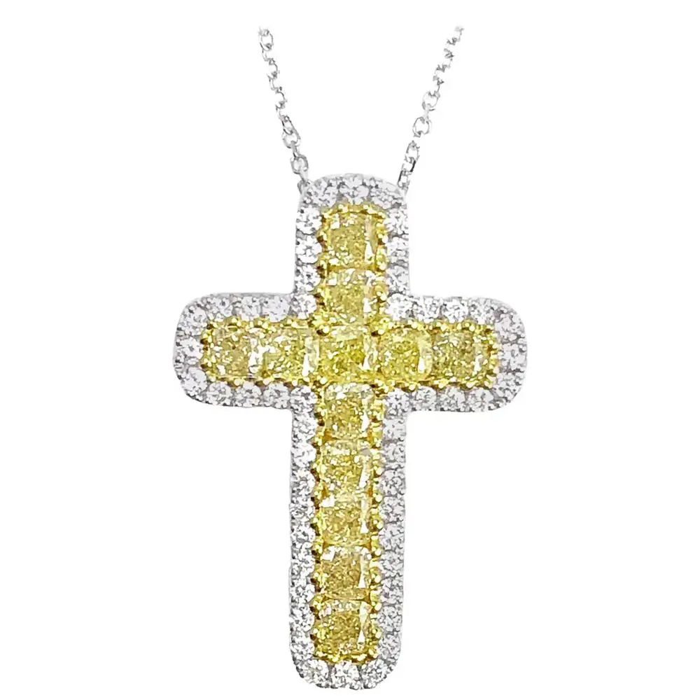 Huitan Simple Stylish Cross Shape Women Pendant Necklace Colorful Birthday Gift Shiny CZ Female Fashion Accessories Jewelry