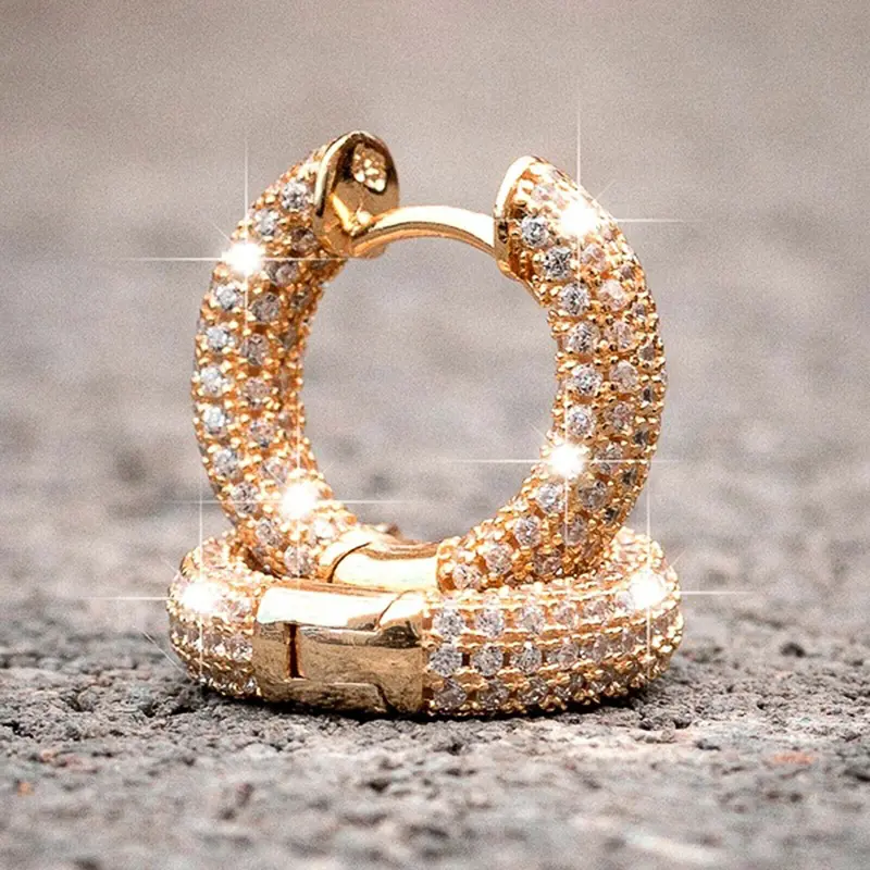 Huitan Delicate Hoop Earrings Shiny Cubic Zircon 3 Color Available Simple Stylish Daily Wearable Bridal Earrings Wedding Jewelry