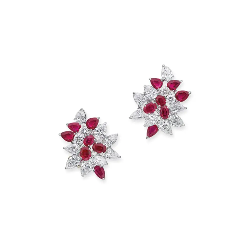 Huitan New Trendy Red Flower Stud Earrings Bridal Wedding Party Earrings Luxury Fashion Women Accessories Birthday Gift 2022