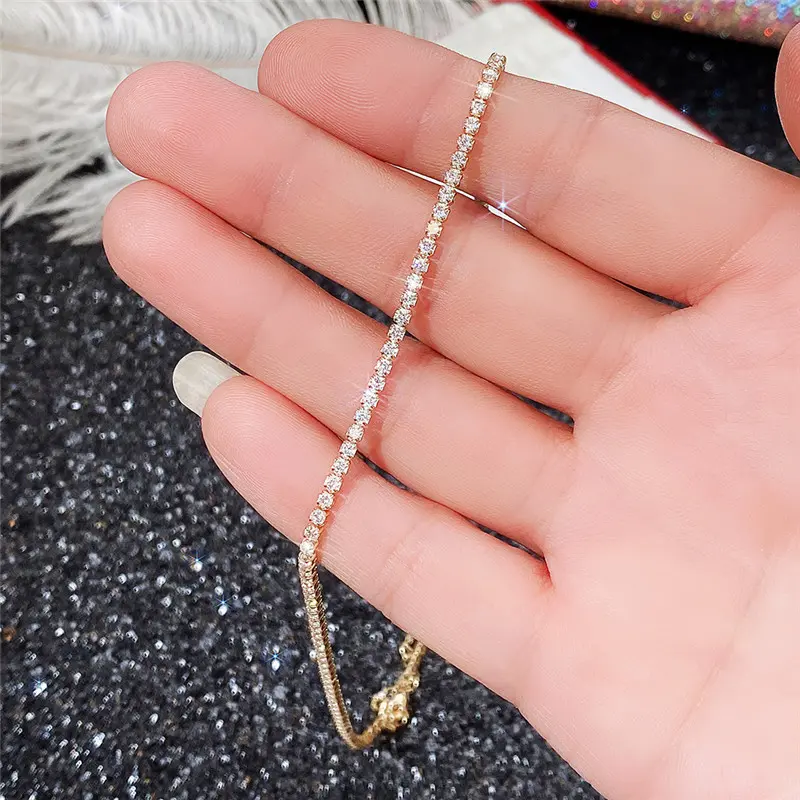 Huitan Luxury Cup Chain Necklace Silver Color/Gold Color Bling Bling CZ Wedding Necklace for Women Top Quality Versatile Jewelry