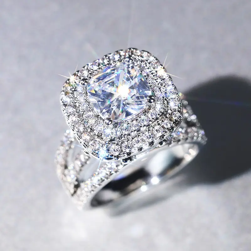 Huitan Gorgeous Proposal Ring Luxury Bridal Wedding Band Jewelry High-quality Bright Zirconia Finger Accessories for Engagement