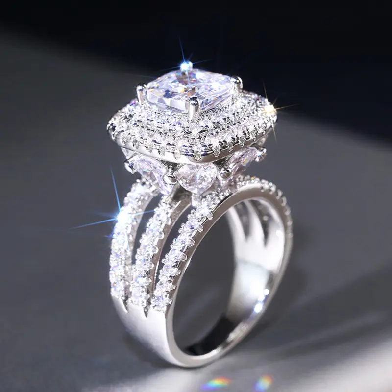 Huitan Gorgeous Proposal Ring Luxury Bridal Wedding Band Jewelry High-quality Bright Zirconia Finger Accessories for Engagement