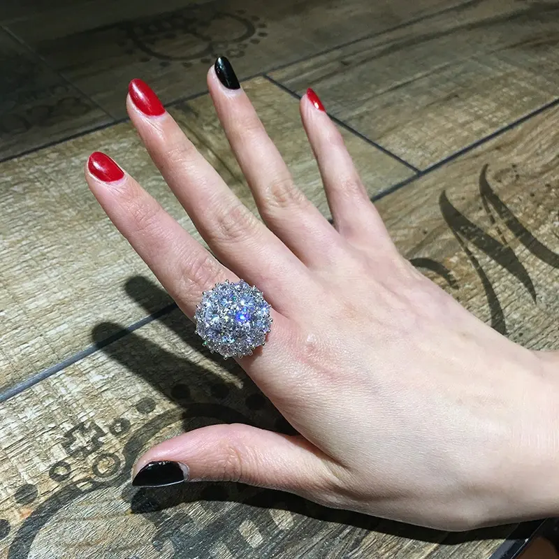Huitan High Quality Silver Color Women's Rings Bling Bling AAA Cubic Zirconia Statement Accessories Luxury Jewelry Drop Shipping