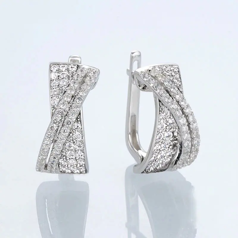 Huitan Cross Hoop Earrings with Black/White Cubic Zirconia Modern Fashion  Women's Earrings Temperament Ear Accessories Jewelry