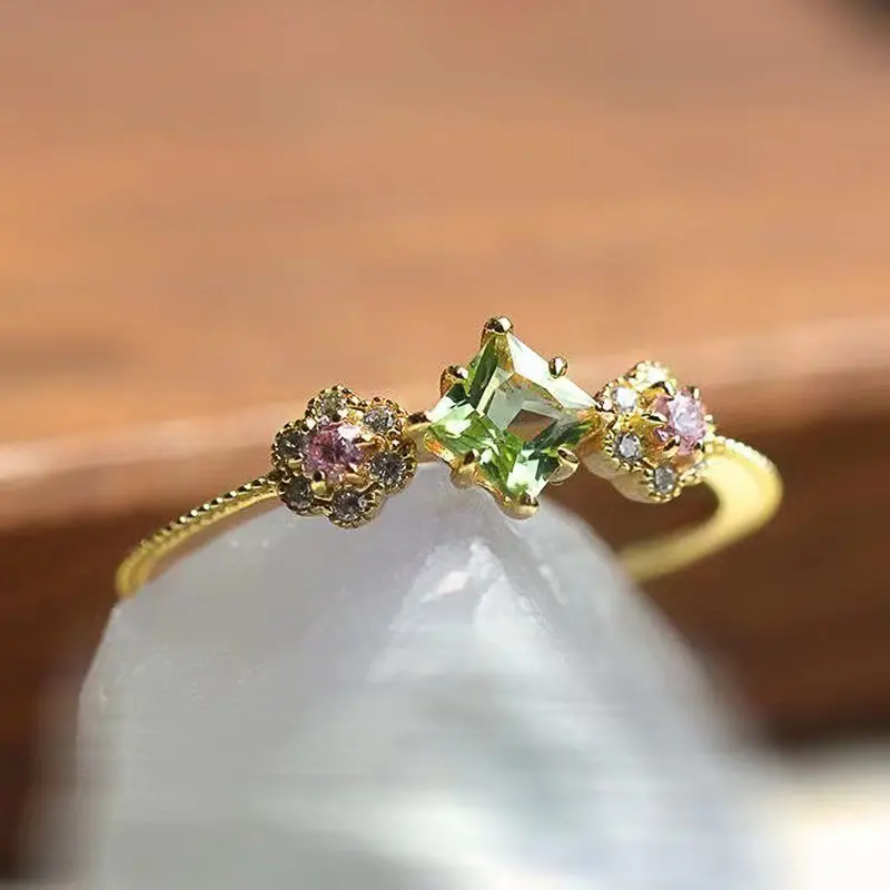 Huitan Colorful Cubic Zirconia Rings for Women New Wedding Party Exquisite Girls Finger Rings Birthday Gift Statement Jewelry