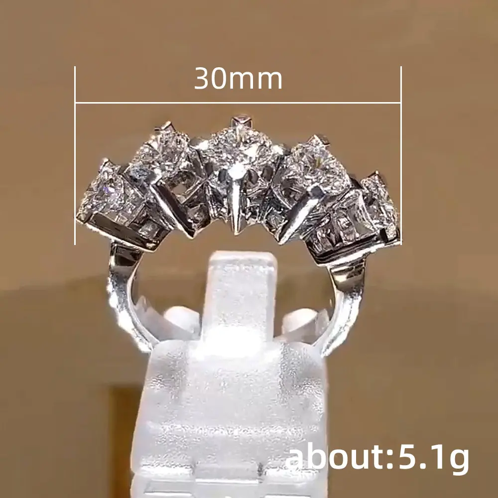Huitan Simple Stylish Design Women's Rings with 5 AAA CZ Stone Temperament Office Lady's Finger Accessories Statement Jewelry