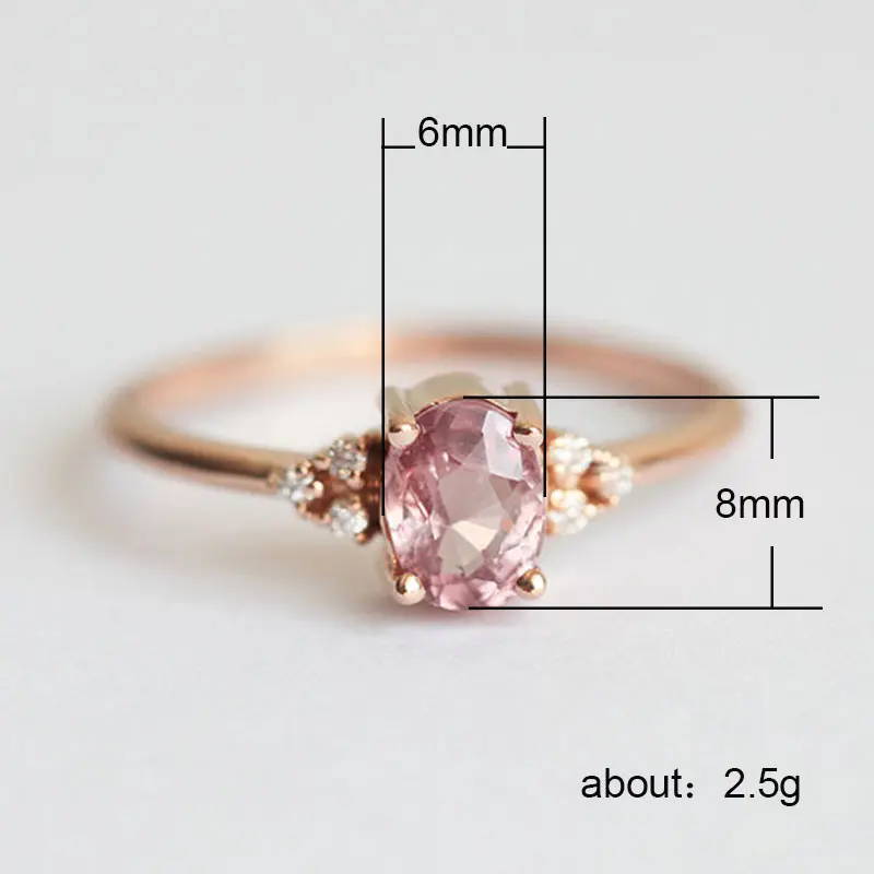 Huitan Romantic Pink AAA Cubic Zircon Stone Princess Rings With Rose Gold Color Engagement Accessories Tiny Delicate Rings