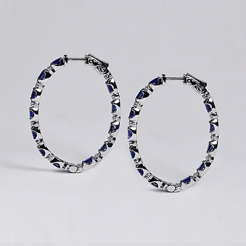 Huitan New Arrival Fashion Women Hoop Earring Dazzling Blue/White Cubic Zircon Elegant Female Accessories Gifts Earrings Jewelry