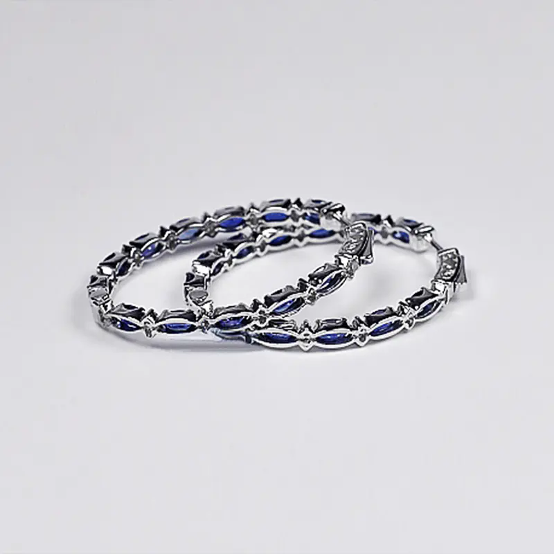 Huitan New Arrival Fashion Women Hoop Earring Dazzling Blue/White Cubic Zircon Elegant Female Accessories Gifts Earrings Jewelry