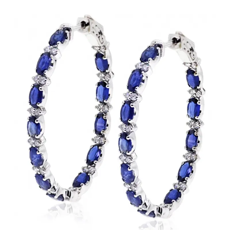 Huitan New Arrival Fashion Women Hoop Earring Dazzling Blue/White Cubic Zircon Elegant Female Accessories Gifts Earrings Jewelry