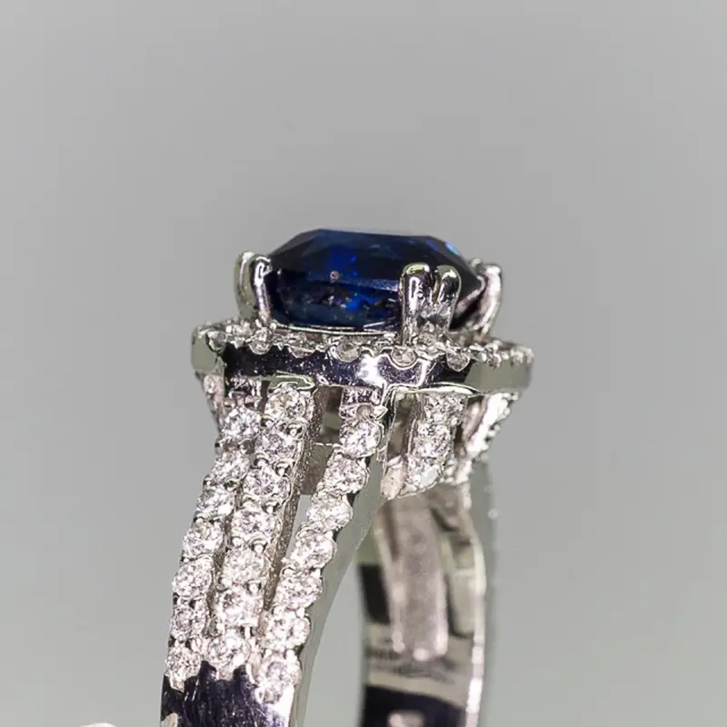 Huitan Gorgeous Blue Cubic Zircona Women Wedding Rings Temperament Elegant Lady's Party Finger Ring Brilliant Fashion Jewelry