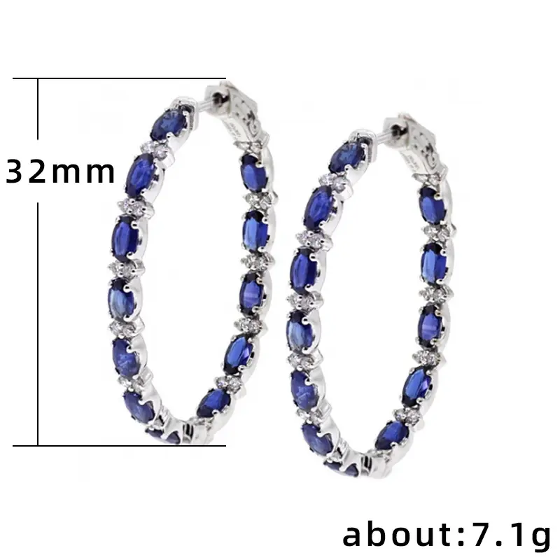 Huitan New Arrival Fashion Women Hoop Earring Dazzling Blue/White Cubic Zircon Elegant Female Accessories Gifts Earrings Jewelry