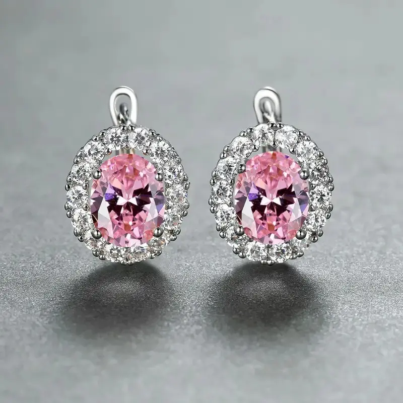 Huitan Luxury Colored Cubic Zirconia Hoop Earrings for Women Red/Purple/Pink/White/Blue CZ Earrings New Fashion Female Jewelry