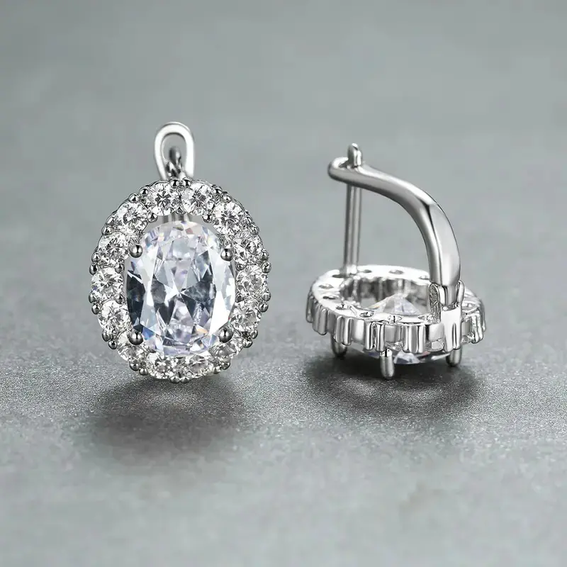 Huitan Luxury Colored Cubic Zirconia Hoop Earrings for Women Red/Purple/Pink/White/Blue CZ Earrings New Fashion Female Jewelry