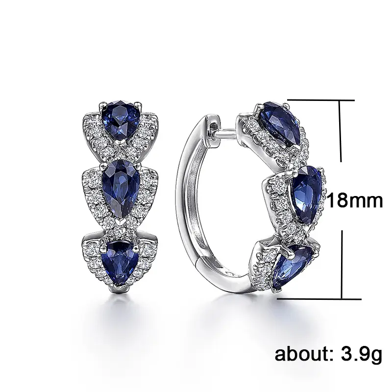Huitan Trendy Blue/White Cubic Zirconia Hoop Earrings New Fashion Jewelry for Women Wedding Party Temperament Lady's Accessories