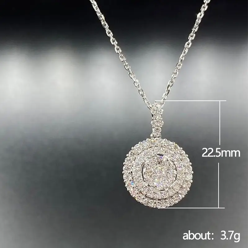 Huitan Cute Round Shaped Pendant Necklace with Full CZ Stone for Women Delicate Accessories Party Daily Wear Trendy Jewelry Gift