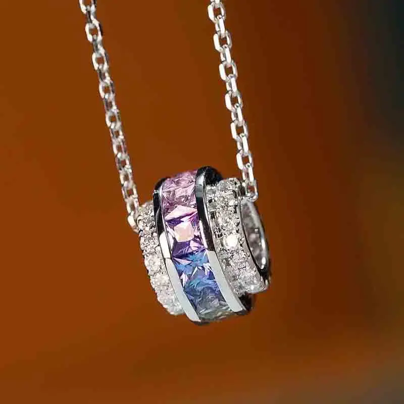 Huitan Funny Colorful Rainbow Pendant Necklace for Women Brilliant Attractive Neck Accessories Aesthetic Charms Party Jewelry