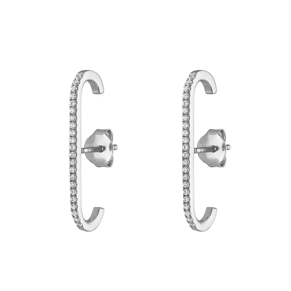 Huitan Korean Style Simple Stylish Stud Earrings Women Brilliant Cubic Zirconia Versatile Personality Female Jewelry Wholesale