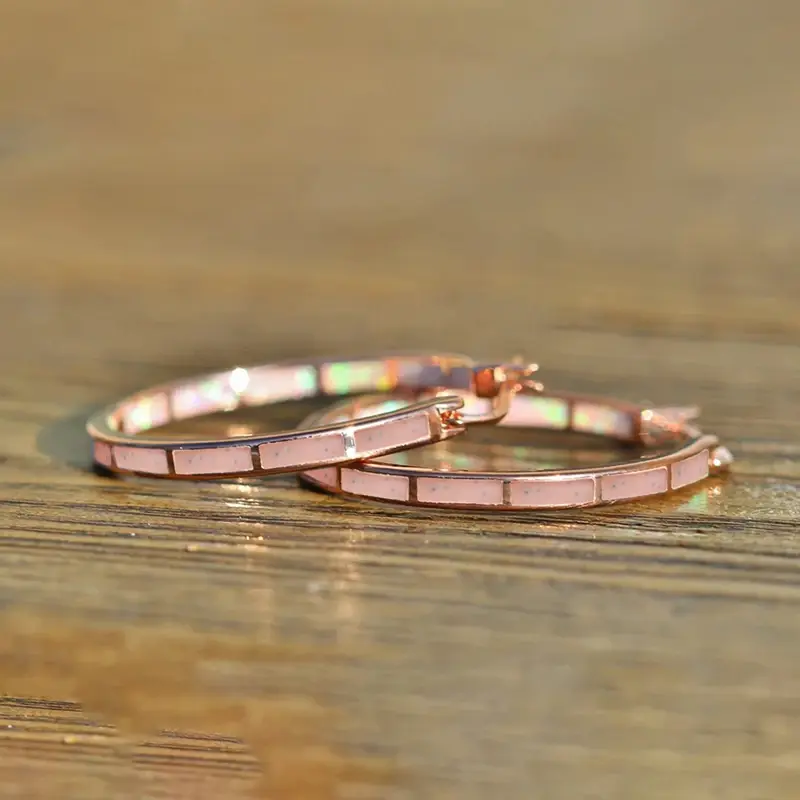 Huitan Creative Enamel Hoop Earrings for Women Gold Color/Rose Gold Color Temperament Sweet Girls Earrings Party Fashion Jewelry