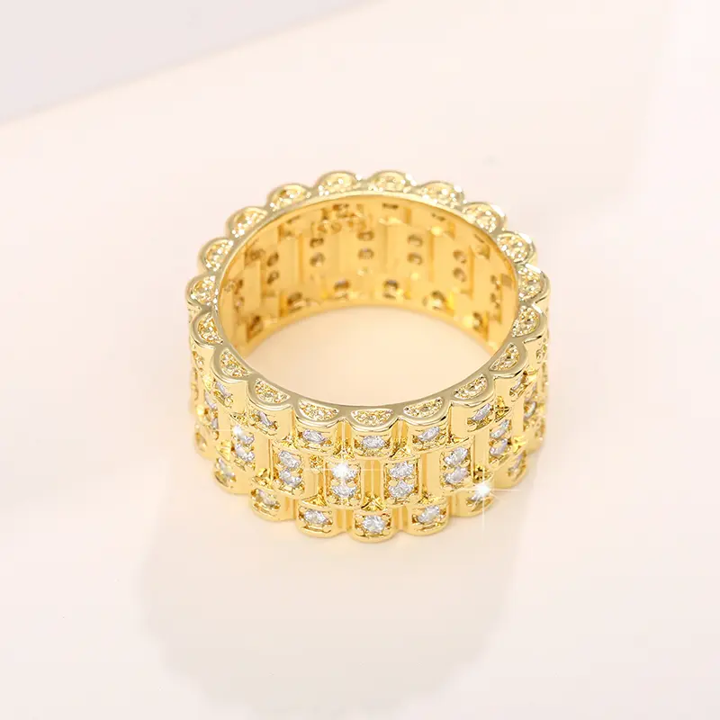Huitan New Couple Wedding Rings for Women/Man Gold Color with Dazzling CZ Stone Simple Fashion Design Anniversary Party Jewelry