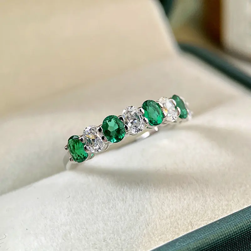 Huitan Oval Green/White Cubic Zirconia Finger Rings for Women Temperament Elegant Accessories Wedding Trendy Jewelry Drop Shhip