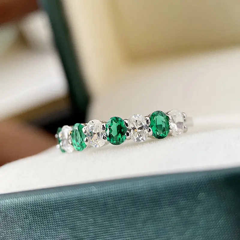 Huitan Oval Green/White Cubic Zirconia Finger Rings for Women Temperament Elegant Accessories Wedding Trendy Jewelry Drop Shhip
