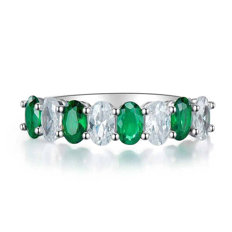 Huitan Oval Green/White Cubic Zirconia Finger Rings for Women Temperament Elegant Accessories Wedding Trendy Jewelry Drop Shhip