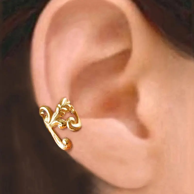 Huitan Boho Style Women Ear Cuffs Fake Piercing Earrings Metallic Style Stylish Versatile Female Clip Earrings Statement Jewelry
