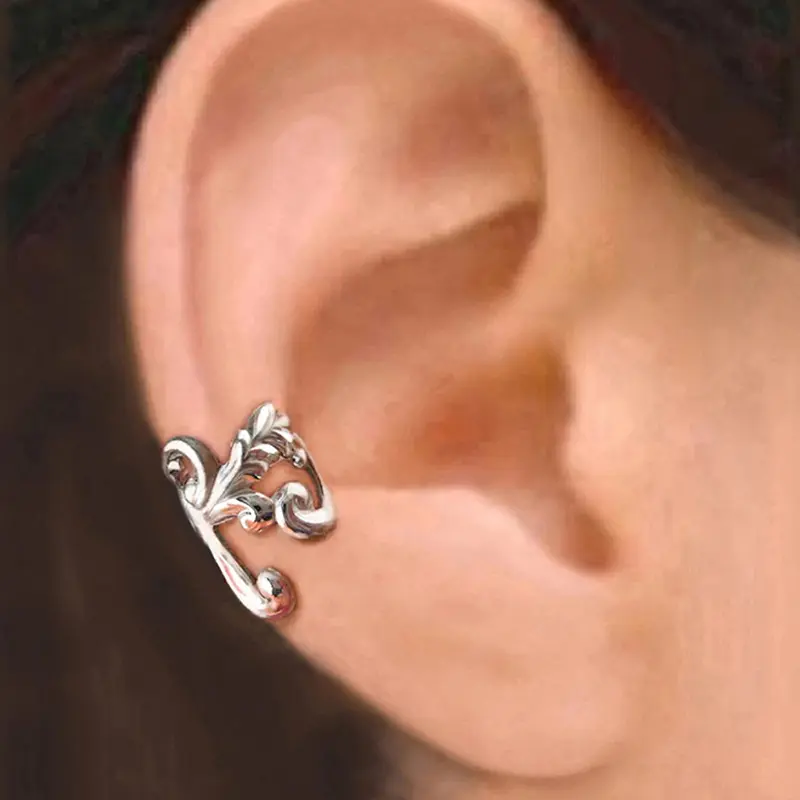 Huitan Boho Style Women Ear Cuffs Fake Piercing Earrings Metallic Style Stylish Versatile Female Clip Earrings Statement Jewelry