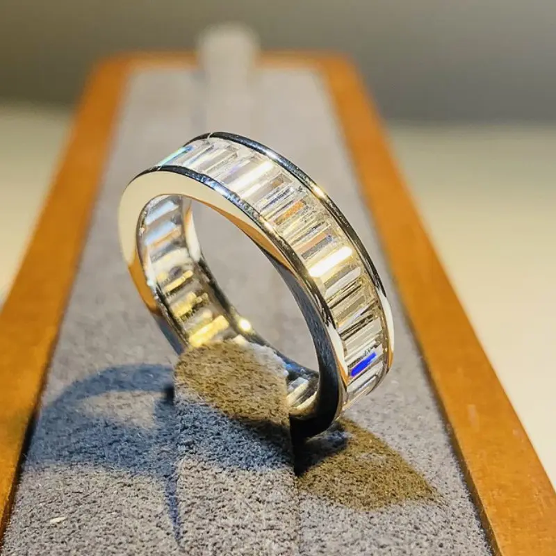 Huitan Fashion Contracted Rectangular CZ Promise Rings for Women Silver Color Trendy Versatile Accessories Wedding Band Jewelry