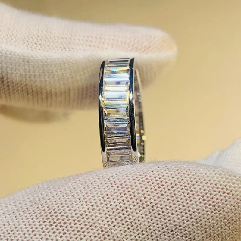 Huitan Fashion Contracted Rectangular CZ Promise Rings for Women Silver Color Trendy Versatile Accessories Wedding Band Jewelry