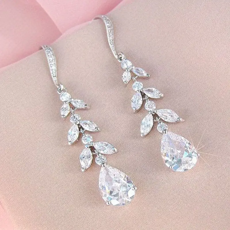 Huitan Fashion Drop Earrings for Women Brilliant AAA Cubic Zirconia Romantic Lady's Earrings Party Fancy Gift Jewelry Wholesale