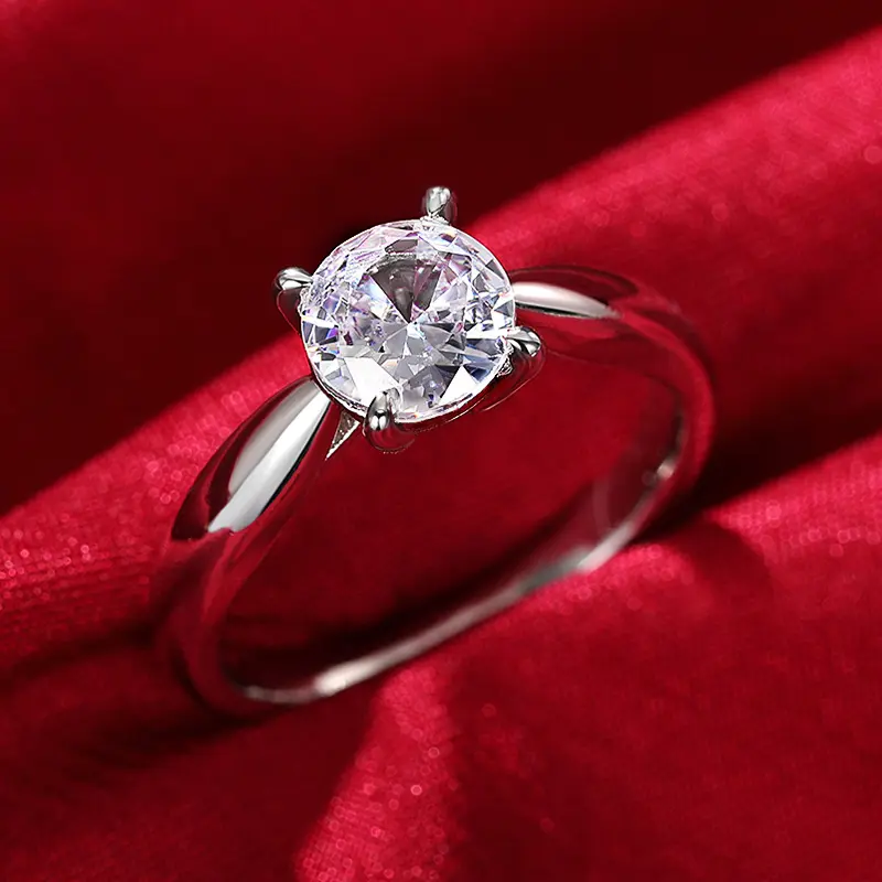 Huitan Classic Wedding Rings for Women Luxury Silver Color Inlay Brilliant Cubic Zirconia Eternity Engagement Jewelry Wholesale