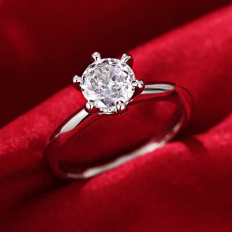 Huitan Classic Wedding Rings for Women Luxury Silver Color Inlay Brilliant Cubic Zirconia Eternity Engagement Jewelry Wholesale