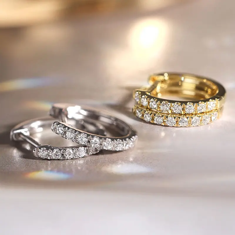 Huitan Stylish Gold Color/Silver Color Hoop Earrings Lady Fashion Daily Accessories Versatile Shiny Zirconia Jewelry for Women