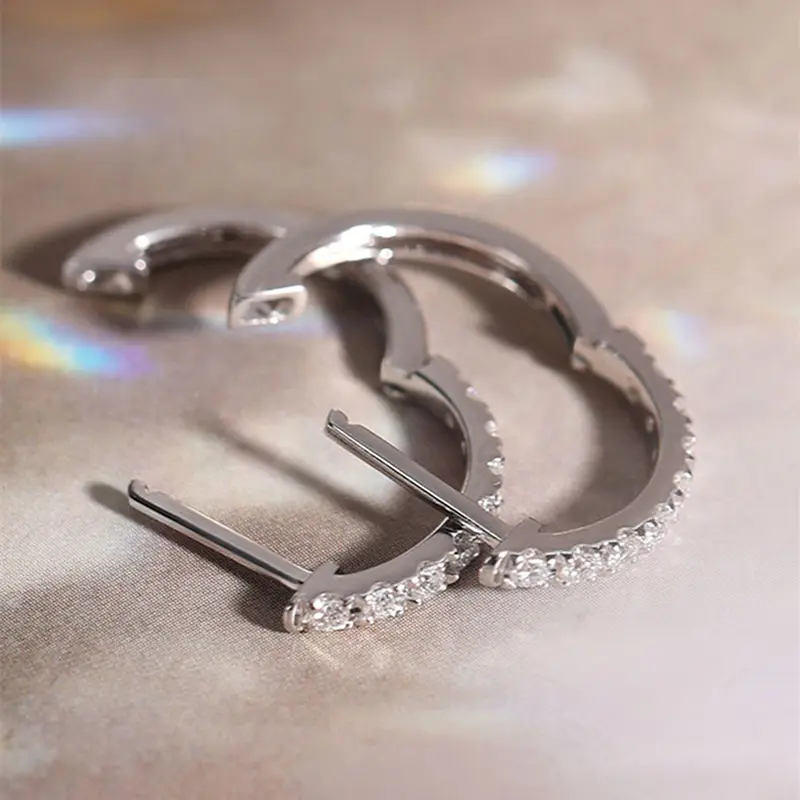 Huitan Stylish Gold Color/Silver Color Hoop Earrings Lady Fashion Daily Accessories Versatile Shiny Zirconia Jewelry for Women