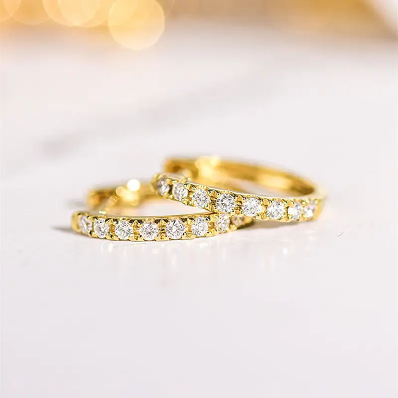Huitan Stylish Gold Color/Silver Color Hoop Earrings Lady Fashion Daily Accessories Versatile Shiny Zirconia Jewelry for Women