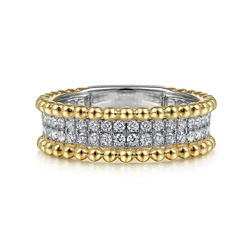 Huitan New Trendy Two-tone Women’s Rings Chic Bright Cubic Zirconia Finger Accessories Simple Stylish Engagement Party Jewelry