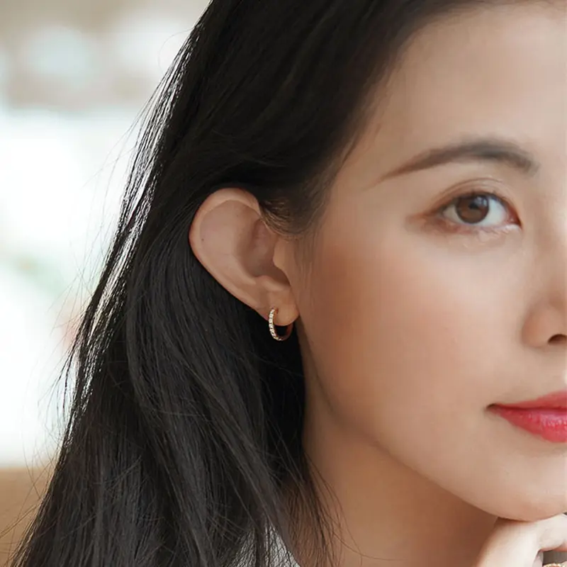 Huitan Stylish Gold Color/Silver Color Hoop Earrings Lady Fashion Daily Accessories Versatile Shiny Zirconia Jewelry for Women