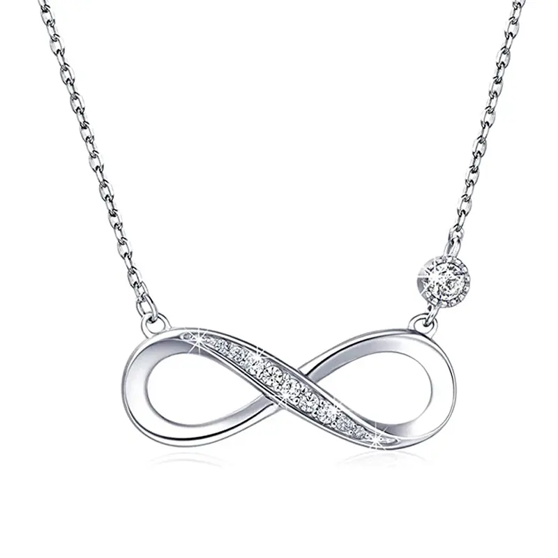 Huitan Stylish Lady Daily Wearable Necklace with Bright Zirconia Silver Color Pendant Jewelry for Engagement Trendy Jewelry Gift